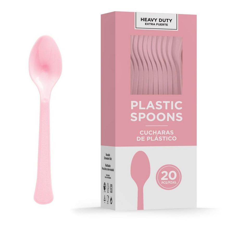 Pink Heavy-Duty Plastic Spoons, 20ct
